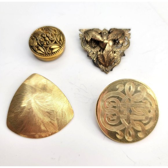Unknown Jewelry - Gold Tone Dress Clips Lot and Button Cover Vintage Fashion Decor Ct567